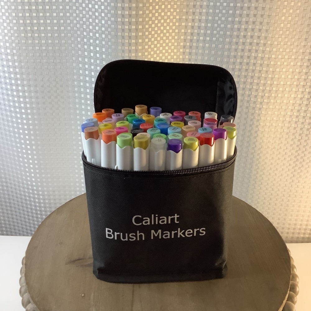 Caliart Alcohol Brush Marker Set Dual Tip 50 Colors & 1 Colorless Blender